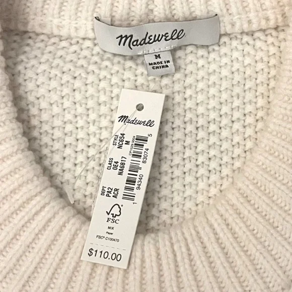 Madewell Hollydene Ruffle Shoulder Merino Wool Pullover Sweater in Antique Cream - Picture 8 of 15